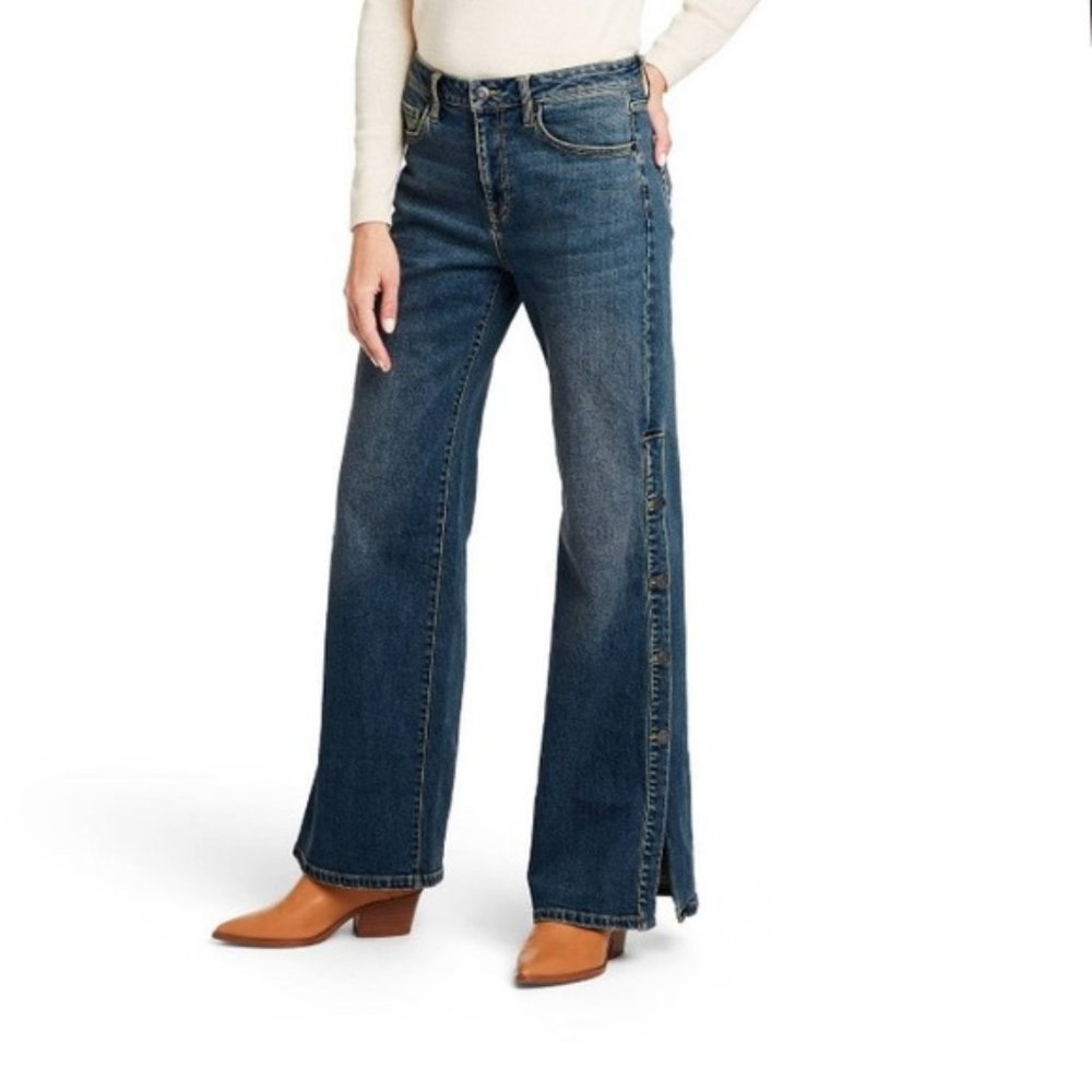 Nili Lotan x Target High Rise Flare Leg Button Denim Jeans Size 6